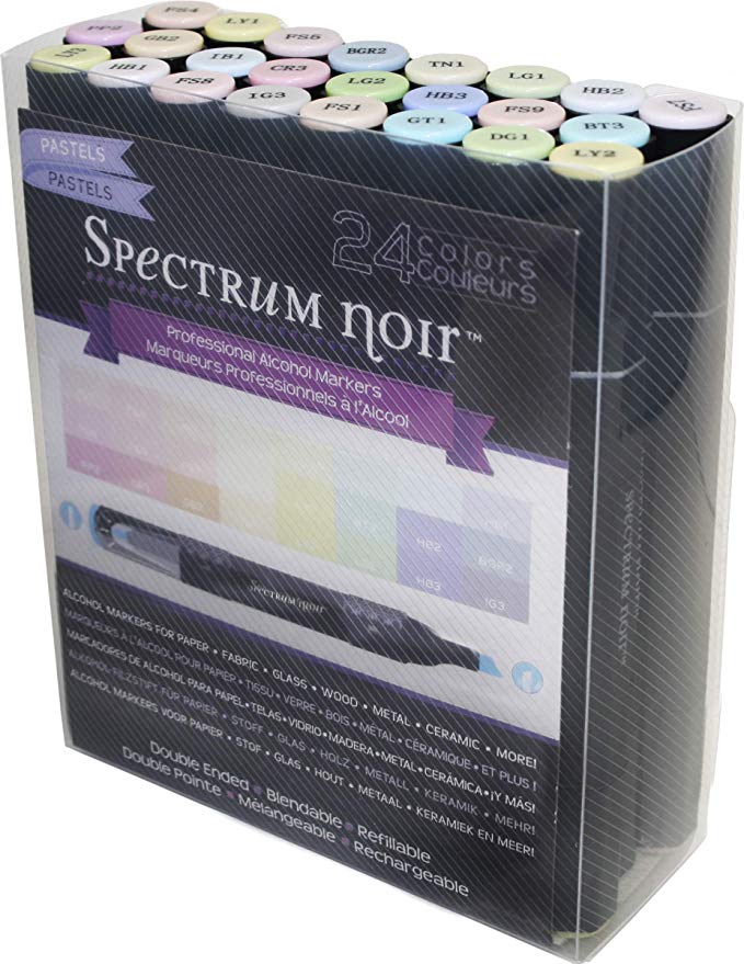 Crafter's Companion Spectrum Noir, Pastel, 24 pc Alcohol Marker Set, 1-Pack