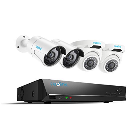 Reolink 8CH HD 4MP PoE NVR Security Camera System w 4x 1440p Outdoor Indoor Bullet Dome PoE IP Cameras with 2TB Hard Drive Suveillance Kit RLK8-410B2D2