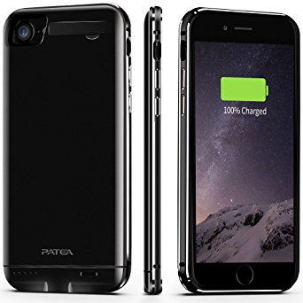 IPhone 7 Battery Case,Patea Portable iPhone7 Charger Case Ultra thin High-grade Metal Frame Li-Polymer[4000mAh],Iphone7 Power Pack/bank Back Up with Stand 4.7 inch for iphone7 Juice bank (Black Pearl)