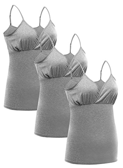 Women Maternity Pajama tops Nursing Tank Top Sleep Bra For Breastfeeding 3PCS/Pack