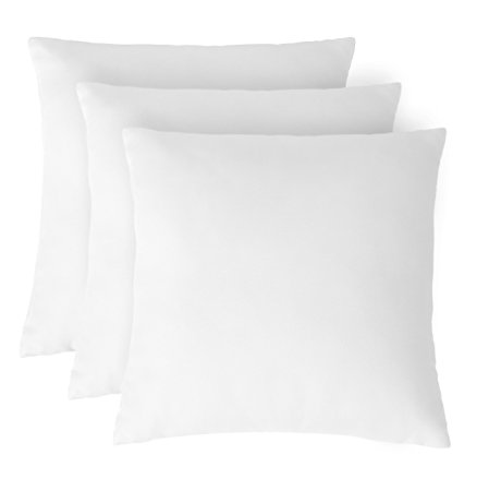 Solimo 3-Piece Medium-sized Cushion Set - (16 x 16 Inches), White (Vacuum Packed)