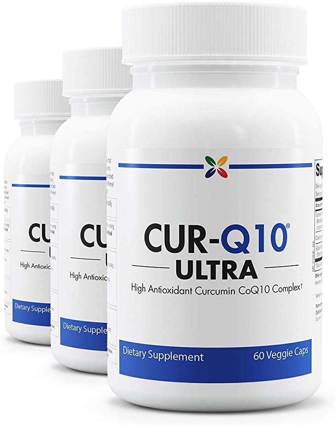 Stop Aging Now - CUR-Q10 Ultra Curcumin CoQ10 Complex - High Antioxidant Curcumin CoQ10 Complex - 60 Veggie Caps (3-Bottle Pack) - Packaging May Vary
