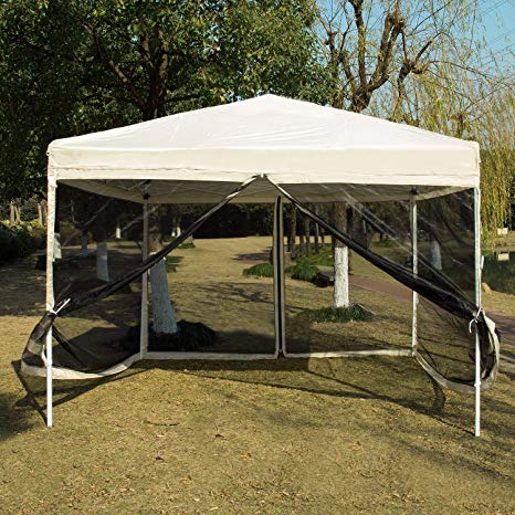 VIVOHOME 210D Oxford Outdoor Easy Pop Up Canopy Screen Party Tent with Mesh Side Walls