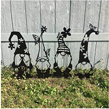 2021 Garden Metal Gnome Stakes, Hollow Out Faceless Tomte for Spring Easter Home Garden Décor - Garden Yard Art Outdoor Ornaments