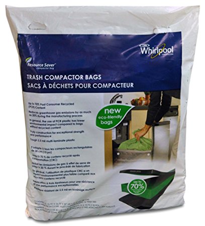 Whirlpool W10351676RP 18-Inch Plastic Compactor Bags, 15-Pack