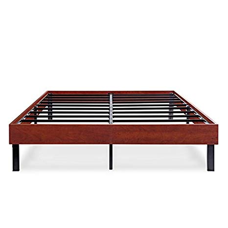 Ecos Living 14 Inch Wood Platform Bed Frame/Steel Slat Non-Slip Support (Cherry Brown, Full)