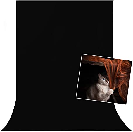 5 x 10 FT Portrait Photography Backdrop Black, Velvet Fabric Screen Non-Reflective Photo Background for Studio Product Shooting Props, BEIYANG