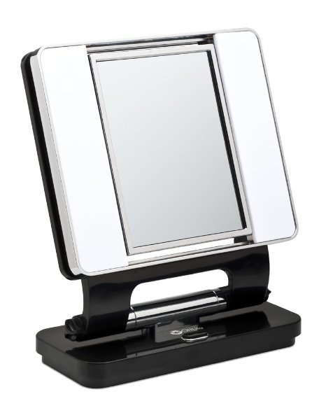 Ott-lite Natural Daylight Makeup Mirror, Black/chrome (26 Watt)