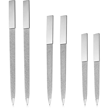 6 Pieces Diamond Nail File Metal Stainless Steel Double Sided File Buffer Fingernails Toenails Manicure Files for Salon and Home Gentle Precise Nail Shaping, 3 Sizes