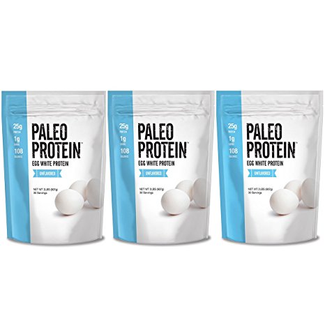 Paleo Protein Egg White Powder (6 LBS Total)(Soy Free)(90 Servings Total) (Three 2lbs Pouches)