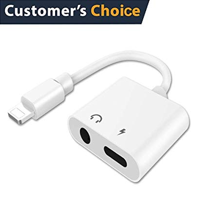 ANCHENLE Lighting to 3.5mm Headphone Adapter for Phone 7/7plus/8/8plus/X/10 Lighting Connector AUX Audio Charge Splitter Adaptor Cable Jack Earphone Volume Control Charge&Music Support iOS11 or Later