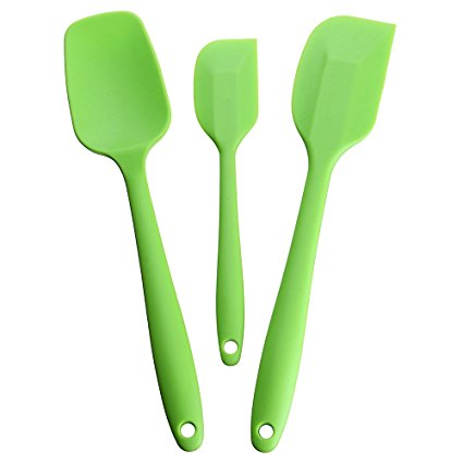 Spatula,Xpatee 3-piece 600ºF Heat-Resistant Baking Spatulas Non-stick Flexible Rubber Spatulas with Stainless Steel Core,Green