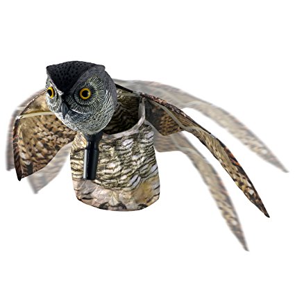 VisualScare Horned Owl Pest Deterrent with Moving Wings – Scare Birds, Rodents, Pests, Scarecrow