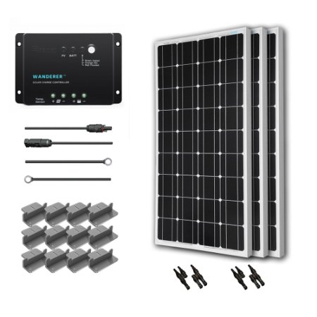 Renogy 300 Watt 12 Volt Monocrystalline Solar Starter Kit with Wanderer