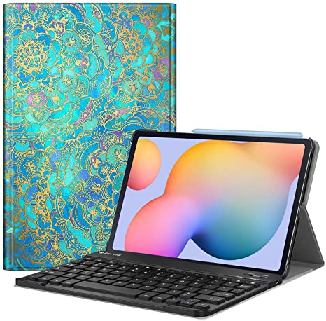 Fintie Keyboard Case for Samsung Galaxy Tab S6 Lite 10.4'' 2020 Model SM-P610 (Wi-Fi) SM-P615 (LTE), Slim Stand Cover with Secure S Pen Holder Detachable Wireless Bluetooth Keyboard, Shades of Blue