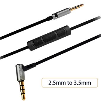 5.2ft 2.5mm to 3.5mm Male to Male Headphone Cable/Cord with Mic and Volume Control, Aux Audio Cable for SELECTED DEVICES to LASMEX C45/HB-65, Bose QC15/25/35, Audio Technica ATH-M40x/M50x