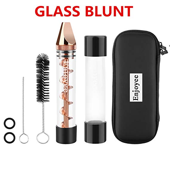 Glass Tool Set for Herb Leaves & Spices with 4 x O-Rings, 3 x Rubber Caps，2 x cleaning brush，Drawstring Bag and Fine Box (ROSE GOLD)
