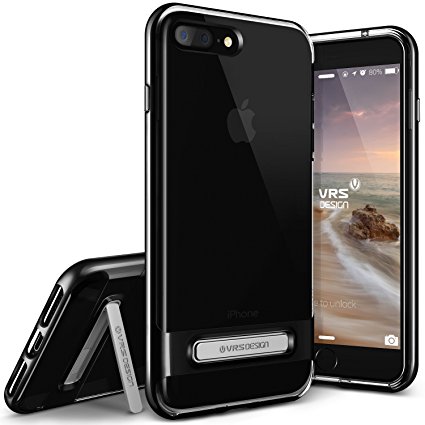 iPhone 7 Plus Case, VRS Design [Crystal Bumper Series] Clear Military Grade Protection with Metal Kickstand (Jet Black)