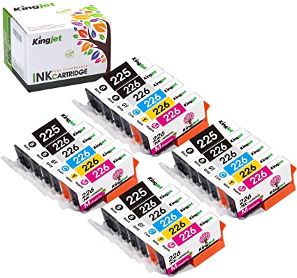 Kingjet Compatible PGI-225 CLI-226 Ink Cartridges Replacements for Pixma MG5120 MG5220 MG5320 MG6120, MG6220 MG6220 MG8120 MG8220 MG8120B iX6520 iP4820 iP4920 MX712 MX882 MX892 (4 Set with Gray Ink)