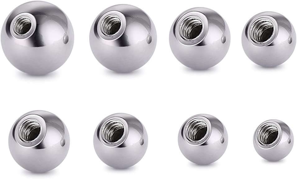 COTTVOTT Threaded 316L Steel Replacement Balls Piercing Parts for Body Jewelry 14G 16G Barbell