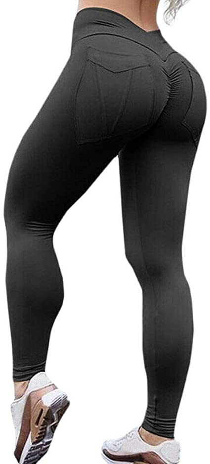 STARBILD Women's High Waist Scrunch Ruched Butt Lifting Leggings Tummy Control Workout Sport Gym Tights Push Up Yoga Pants