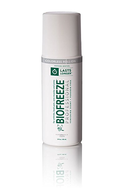 Biofreeze Professional Pain Relieving Gel,Topical Analgesic for Enhanced Relief of Arthritis, Muscle, and Joint Pain, NSAID Free Pain Reliever Cream, Roll-On 3 oz., Colorless Formula, 5% Menthol