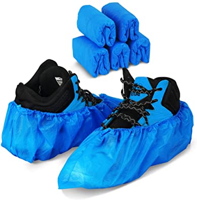 Tcamp 50 Pack（25 Pairs） Disposable Shoe Covers Boot Cover Waterproof, Dust Proof, One Size Fit Most, Non-Slip, Durable CPE Material, Blue, Protect Your Shoes, Floor, Carpet