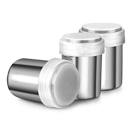 Accmor Stainless Steel Powder Shakers, Powder Shaker with Lid,Chocolate Shaker, Sifter For Sugar Pepper Powder Cocoa Flour, 3 Pcs