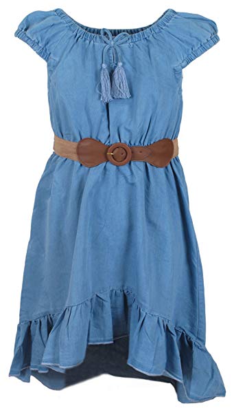 dollhouse Girls’ Belted Denim Peasant Dress (Toddler/Little Girl/Big Girl)