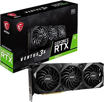 MSI Gaming GeForce RTX 3060 8GB GDRR6X 256-Bit HDMI/DP Nvlink Torx Fan 4 RGB Ampere Architecture OC Graphics Card (RTX 3060 Ti Ventus 3X 8GD6X OC)