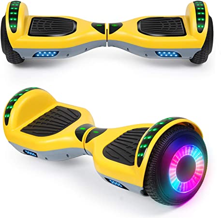 SISIGAD Hoverboard with Bluetooth Speaker and Led Lights, Smart 6.5” Self-Balancing Electric Scooter for Kids and Teenagers