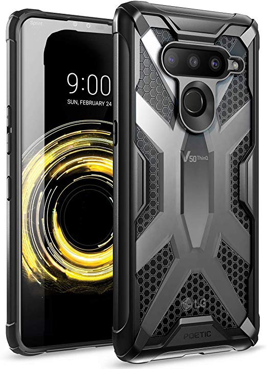 LG V50 ThinQ Case, Poetic Premium Hybrid Protective Clear Bumper Cover, Rugged Lightweight, Military Grade Drop Tested, Affinity Series, for LG V50 ThinQ 5G (2019), Frost Clear/Black