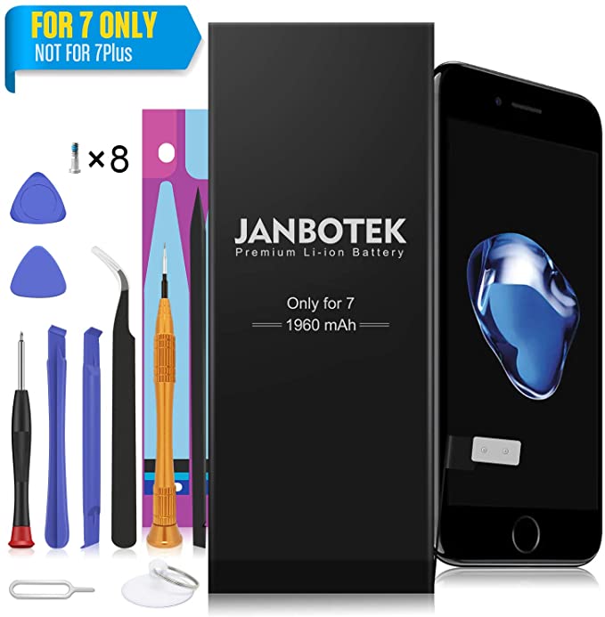 JANBOTEK Replacement Battery Compatible with iPhone 7-1960mAh 0 Cycle Including Repair Tool Kits, Adhesive Strip - 24 Month Warr