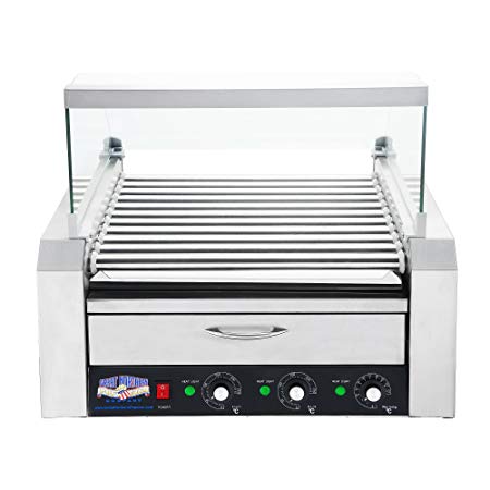 5205 Great Northern 11 Roller Grilling Machine | Bun Warmer | Cover | 30 Hot Dogs