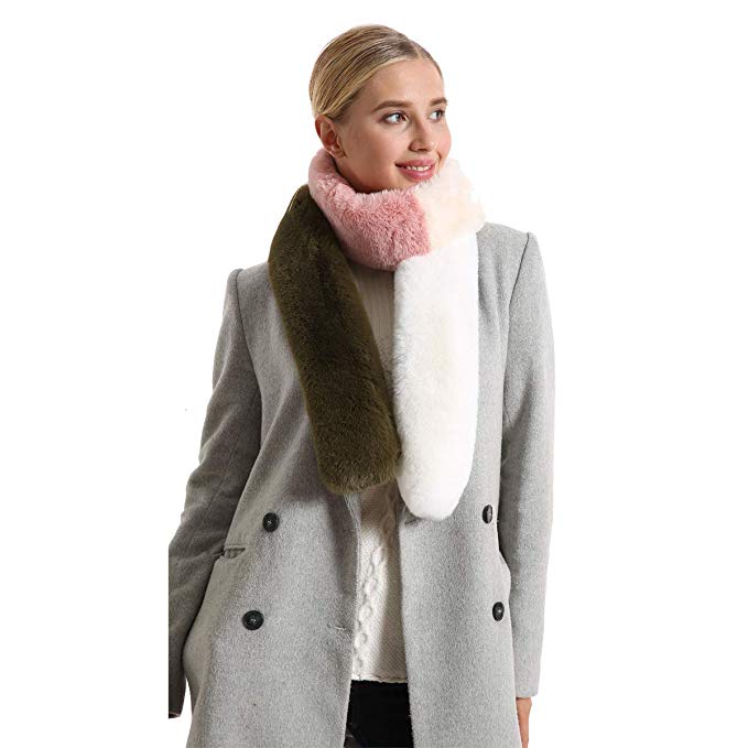 FASHION Women Winter Warm Mixing Color Faux Fur Neck Scarf For Girls Womens
