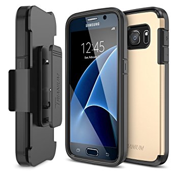 Galaxy S7 Case, Trianium [Duranium Series] Heavy Duty [Champagne Gold] Holster Case Belt Clip   Protective Cover with Built-in Screen Protector for Samsung Galaxy S7 2016 [Lifetime Warranty](TMS7D03)