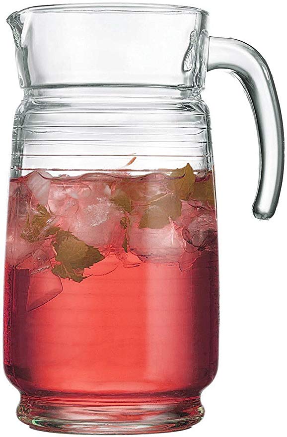 Palais Glassware 64 Ounce Capacity Clear Glass Pitcher (Striped Design)