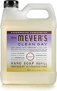 MRS. MEYER'S CLEAN DAY Hand Soap Refill, Made with Essential Oils, Biodegradable Formula, Compassion Flower, Packaging May Vary, 33 fl. oz