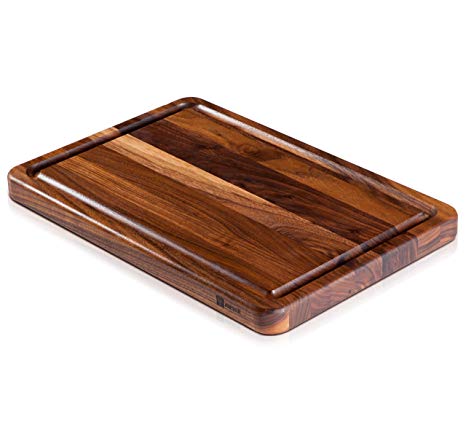 Large Walnut Wood Butcher Block & Cutting Board by Mevell - 18x12 with Juice Drip Groove, Big American Hardwood Chopping and Carving Countertop Block (Walnut, 18x12x1.25)