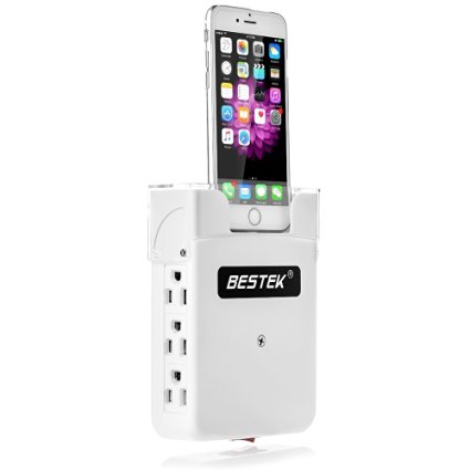 Surge Protector BESTEK Upgraded 6-Outlet Wall-Mount Power Strip with 5.2A 4 USB Charging Ports