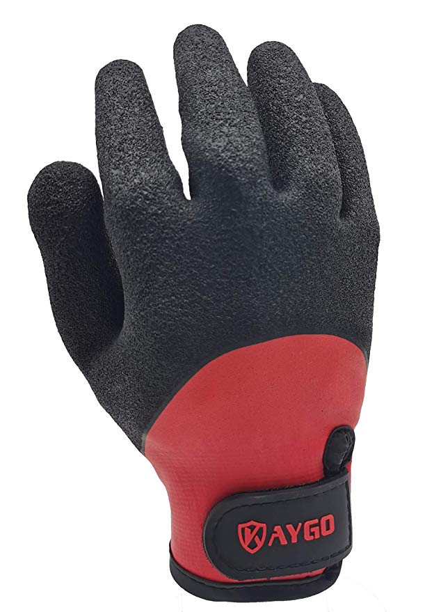 Winter Work Gloves for Men and Women - KG130W, Insulated Work Gloves with Acrylic thermal Lining and Double Dipped Latex Coated Crinkle Grip on Full Hand,Waterproof (3, Medium)