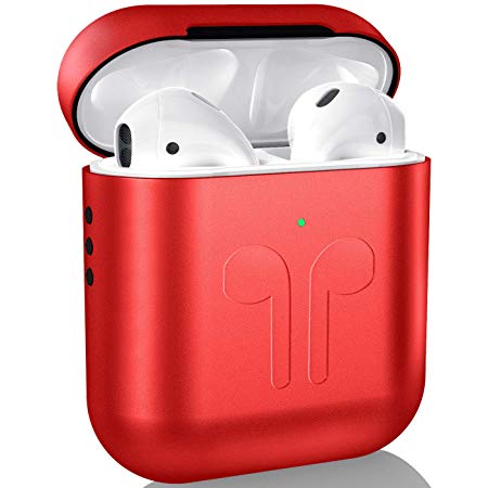 Metal AirPods Case, Full Protective Cover Accessories Compatible with Airpods Wireless Charging Case-Red