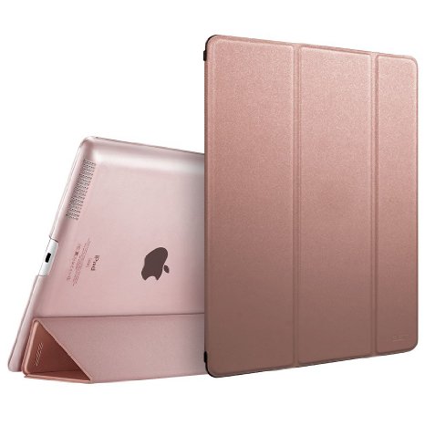 iPad Case, iPad 2/3/4 Case, ESR Trifold Smart Case Cover with Translucent Back and Magnetic Auto Wake/Sleep Function for iPad 4 with Retina Display, iPad 3 & iPad 2 (Rose Gold)