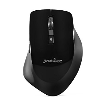 Perixx perimice-716 – Silent Click Wireless Ergonomic Mouse, 2.4G 6 Button Blue LED – 1000/1600 DPI Resolution – Black