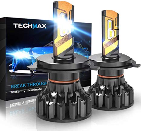 TECHMAX H4 LED Headlight Bulb,9003 12000Lm 6500K Xenon White Conversion Kit 360 Degree Adjustable Beam Angle of 2