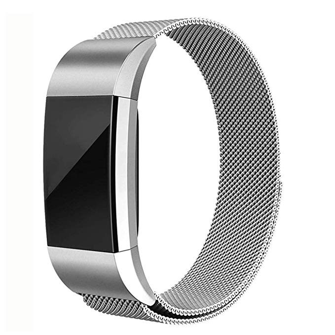 Erencook Compatible with Fitbit Charge 2 Band Stainless Steel Magnet Metal Replacement Bracelet Strap for Women Men
