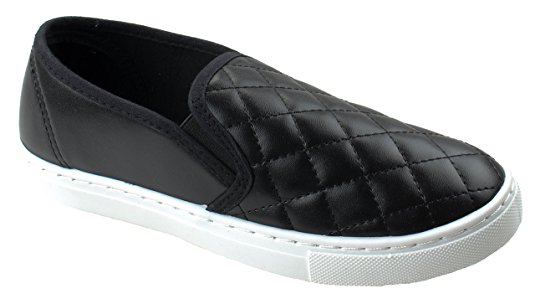 ANNA Women's Slick Ligh Weight Comfort Slip On Quilted Fashion Sneakers