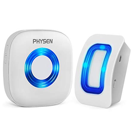 PHYSEN Wireless Door Motion Sensor Alarm,Door Open Chime Detect Alert, Home Security Door Entry Chime with 1 Motion Sensor and 1 Receiver,400ft Range,52 Chimes,4 Volume Levels,Build in LED Indicators