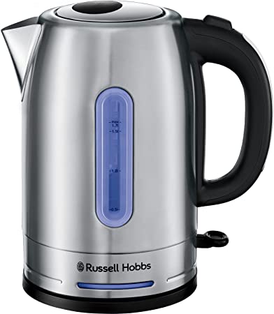 Russell Hobbs 26300 Quiet Boil Electric Kettle - 1.7 Litre Capacity Rapid Boil Kettle with Internal Blue Illumination, Stainless Steel, 3000 Watts