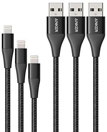 Anker Powerline  II Lightning Cable 3-Pack (3 ft, 6 ft, 10 ft), MFi Certified for Flawless Compatibility with iPhone 11/11 Pro / 11 Pro Max/Xs/XS Max/XR/X / 8/8 Plus / 7 and More (Black)